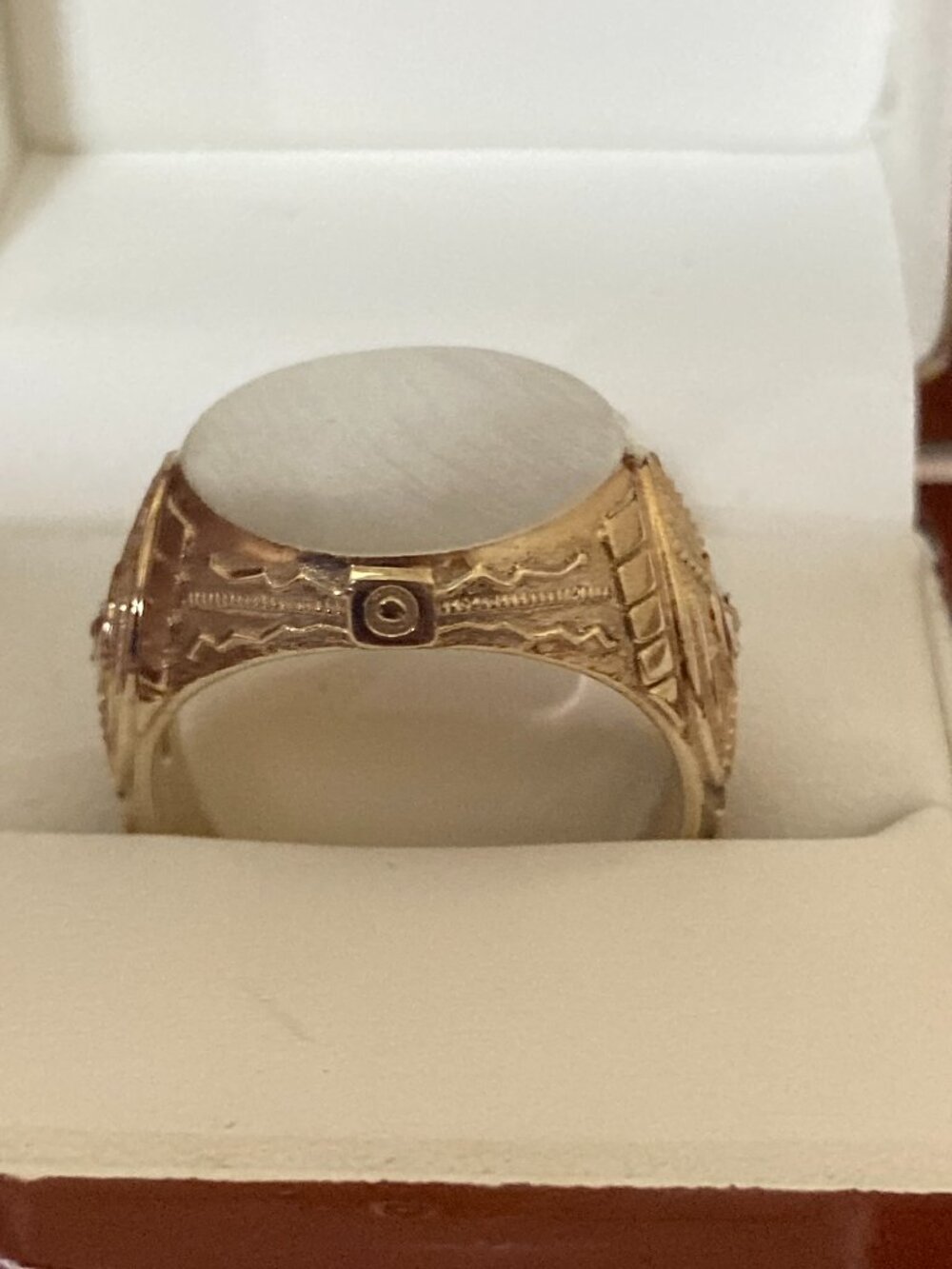 Men's Signet Ring Sie 12.25 Silver Accent Gold Plated - Picture 4 of 8
